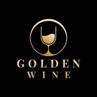 golden wine glass logo design vector