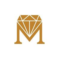 letter M with diamond logo design vector