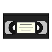 Vector illustration of video cassette in cartoon style. Tape cassette for video recorder. Retro symbol of watching films and tv at home