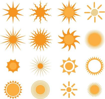 Vector sun collection, Set of 16 sun icons