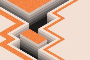 The geometric composition of a flat isometric maze with Memphis organic lines overlay
