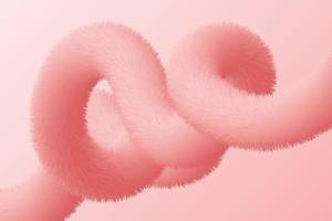 Trendy curly fluffy object composition. Abstract liquid hairy shape background vector