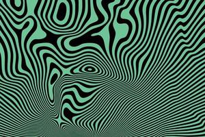 Abstract black and toxic green fluidly lines background. Stylish curved liquid pattern surface. Abstract optical illusion art vector