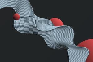 Grey particles dynamic waves with red circles background in abstract style vector