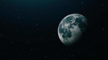 vue de l'espace de la lune bleue avec une étoile brillante