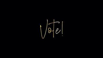 VOTE word golden text with light motion video