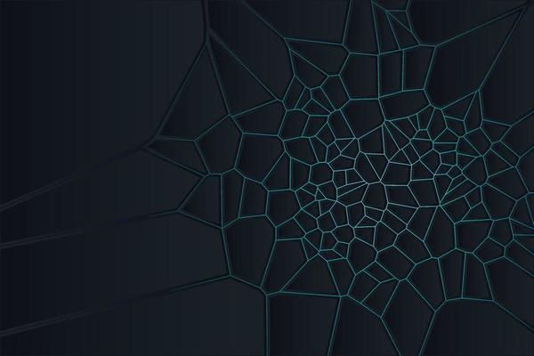 Black illustration of Voronoi diagram decorative background in geometric style with gradient backlight