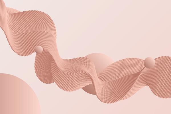 Beige dynamic wave of particles background. Abstract futuristic illustration with spheres decoration