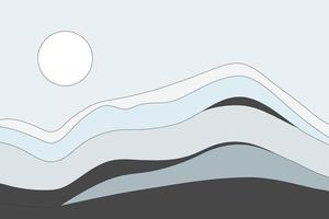 Grey flat wavy mountains background vector