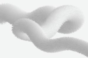 Hairy liquid twisted object. Abstract soft fluffy curve shape on white background. Stylish grey swirl sphere illustration vector