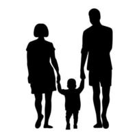 hombre y mujer sosteniendo las manos del niño silueta ilustración vectorial aislada vector