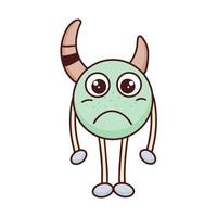 Sad monster doodle style isolated vector illustration