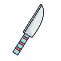 Knife with big steel blade doodle style isolated vector illustration