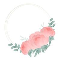 Delicate round wreath with pink peonies vector