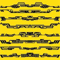 cyber punk horizontal border vector set