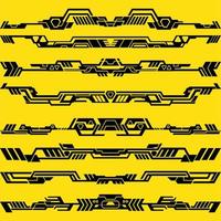 cyber punk horizontal border vector set