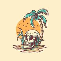 Skull Relaxing on Summer Illustration vector