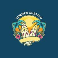 ilustración de verano de tabla de surf vector