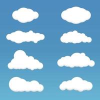 conjunto de nubes vectoriales blancas vector