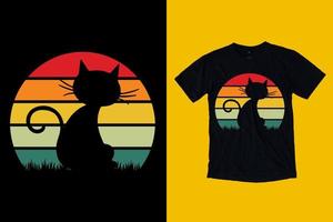 diseño de camiseta de gato retro vintage para diseño de camiseta de gato vector