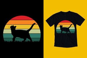 diseño de camiseta de gato retro vintage para diseño de camiseta de gato vector