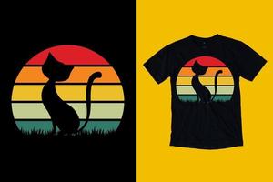 diseño de camiseta de gato retro vintage para diseño de camiseta de gato vector