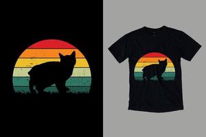 diseño de camiseta de gato retro vintage para diseño de camiseta de gato vector