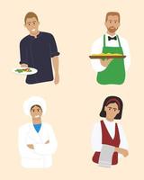 A set of people who work in a cafe and restaurant vector