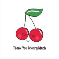 Cute thanksgiving card thank you cherry very much on white isolated background vector