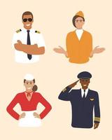 A set of people who work in aviation vector