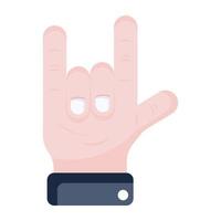 Gesture of rock on, flat editable icon vector