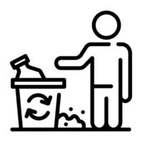 A doodle icon of throwing trash  in vector format