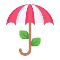 un icono de paraguas en diseño plano vector