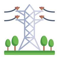 An electric pole flat editable icon vector