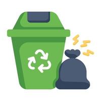 A flat icon of recycle bin in vector format