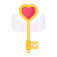 Premium flat icon of love key vector