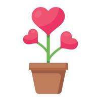 icono plano visualmente atractivo de la planta de san valentín vector