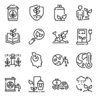 paquete de iconos lineales de recursos ecológicos vector