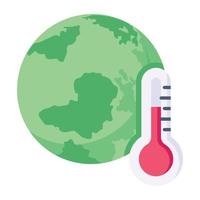 termómetro con globo terráqueo dando significado al calentamiento global vector