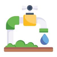Water supply, water faucet icon with dripping water vector