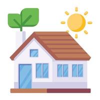 Trendy flat icon denoting eco home vector