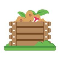 Vegetables and fruits in a basket denoting harvest flat icon vector