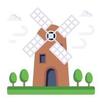 A trendy flat icon of domestic mill, renewable energy source vector