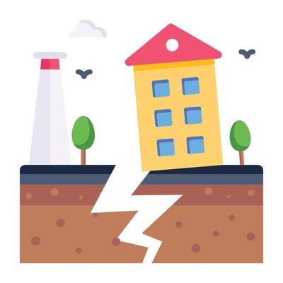 A house building having cracked ground due to earthquake disaster 7852911  Vector Art at Vecteezy