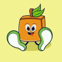 Orange square character with cute expression vector illustration