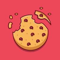 Bitten, broken, cookie chocolate crumbs. Cartoon vector illustration