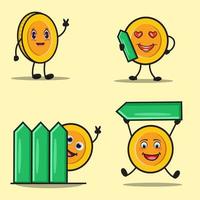 Cute character of bitcoin with expression vector and illustration