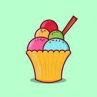 Round ice cream colorful illustration and vector