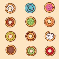 una variedad de donuts con muchas ilustraciones y vectores coloridos y coloridos