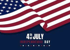 4th July background with American flag design vector